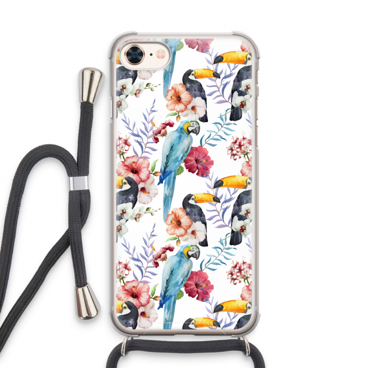 Bloemen tukan: iPhone 8 Transparant Hoesje met koord