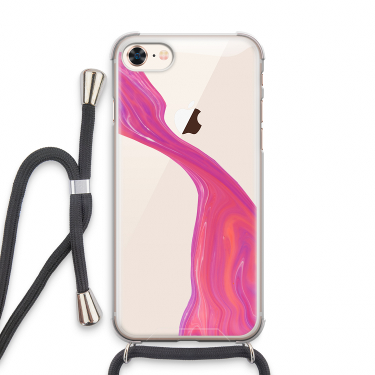Paarse stroom: iPhone 8 Transparant Hoesje met koord