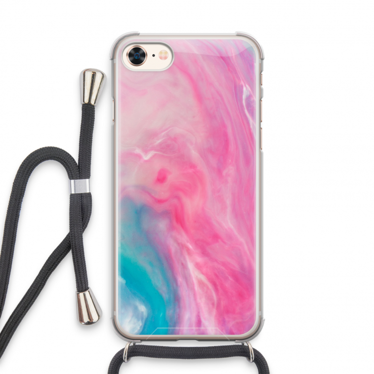Roze explosie: iPhone 8 Transparant Hoesje met koord