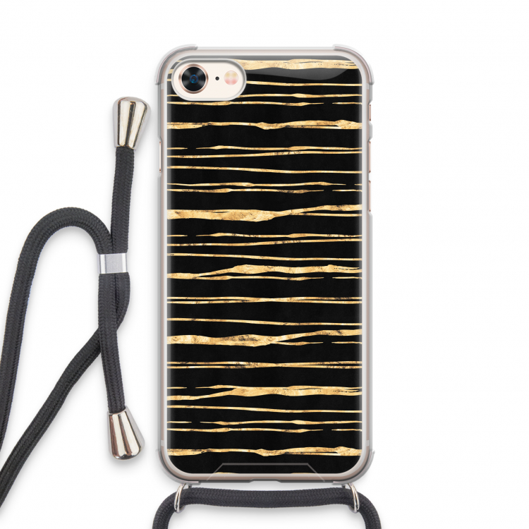 Gouden strepen: iPhone 8 Transparant Hoesje met koord