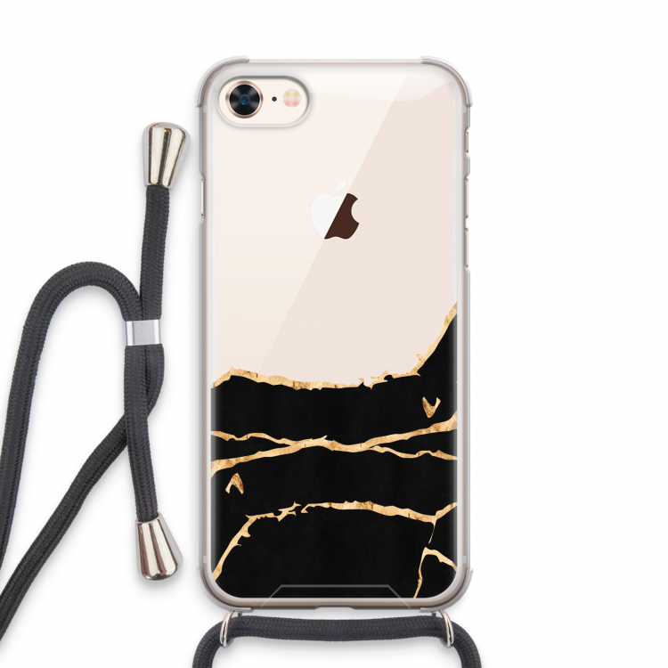 Gouden marmer: iPhone 8 Transparant Hoesje met koord