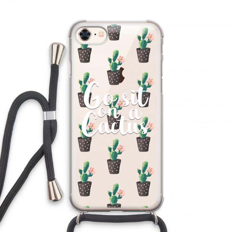 Cactus quote: iPhone 8 Transparant Hoesje met koord