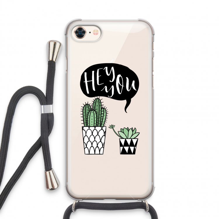 Hey you cactus: iPhone 8 Transparant Hoesje met koord