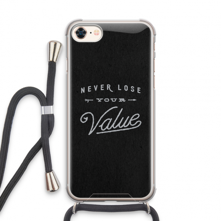 Never lose your value: iPhone 8 Transparant Hoesje met koord