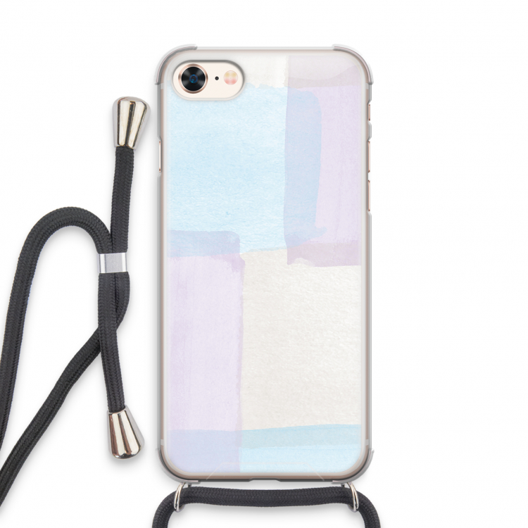 Square pastel: iPhone 8 Transparant Hoesje met koord