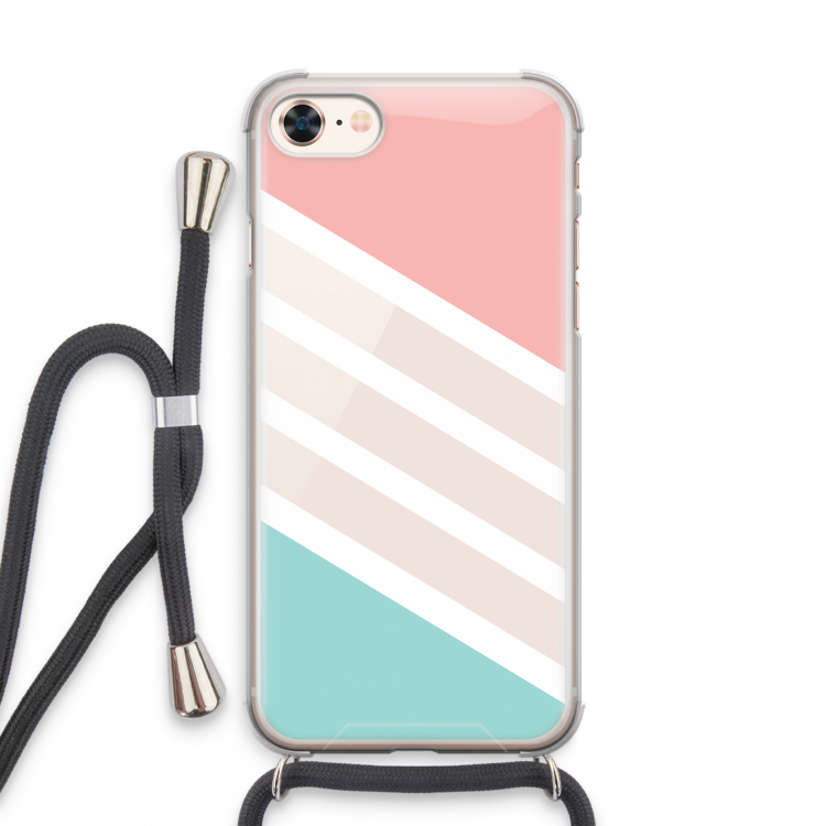 Strepen pastel: iPhone 8 Transparant Hoesje met koord