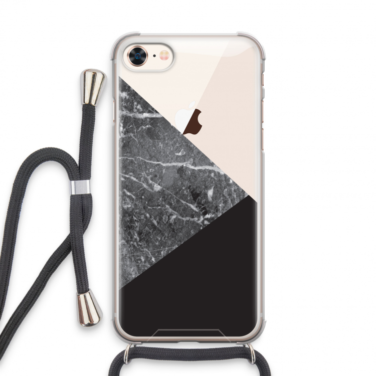 Combinatie marmer: iPhone 8 Transparant Hoesje met koord