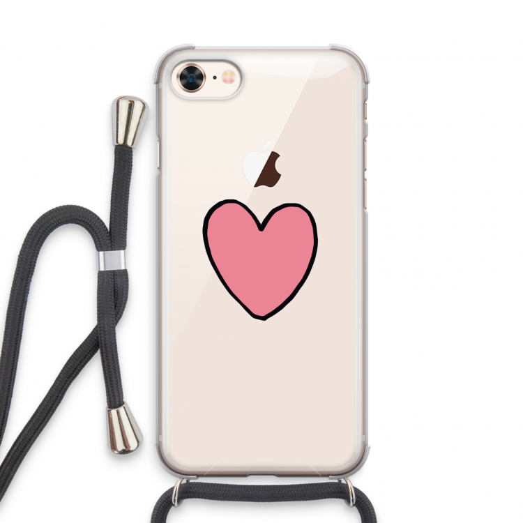 Hartje: iPhone 8 Transparant Hoesje met koord