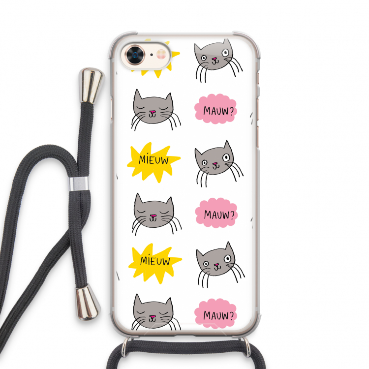Meow: iPhone 8 Transparant Hoesje met koord