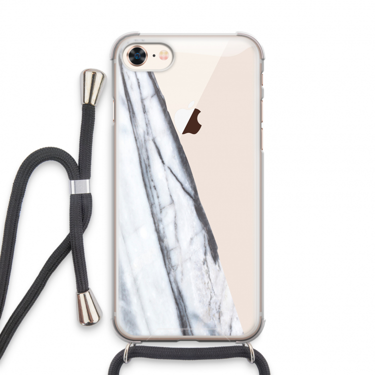 Gestreepte marmer: iPhone 8 Transparant Hoesje met koord