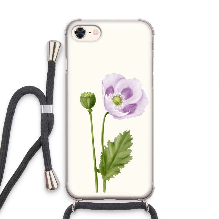 Purple poppy: iPhone 8 Transparant Hoesje met koord