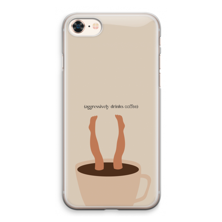 Aggressively drinks coffee: iPhone 8 Transparant Hoesje