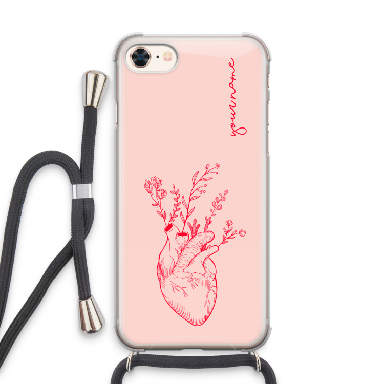 Blooming Heart: iPhone 8 Transparant Hoesje met koord
