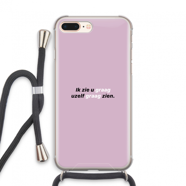 uzelf graag zien: iPhone 8 Plus Transparant Hoesje met koord