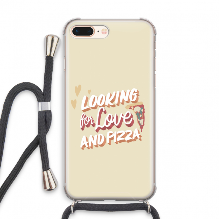 Pizza is the answer: iPhone 8 Plus Transparant Hoesje met koord