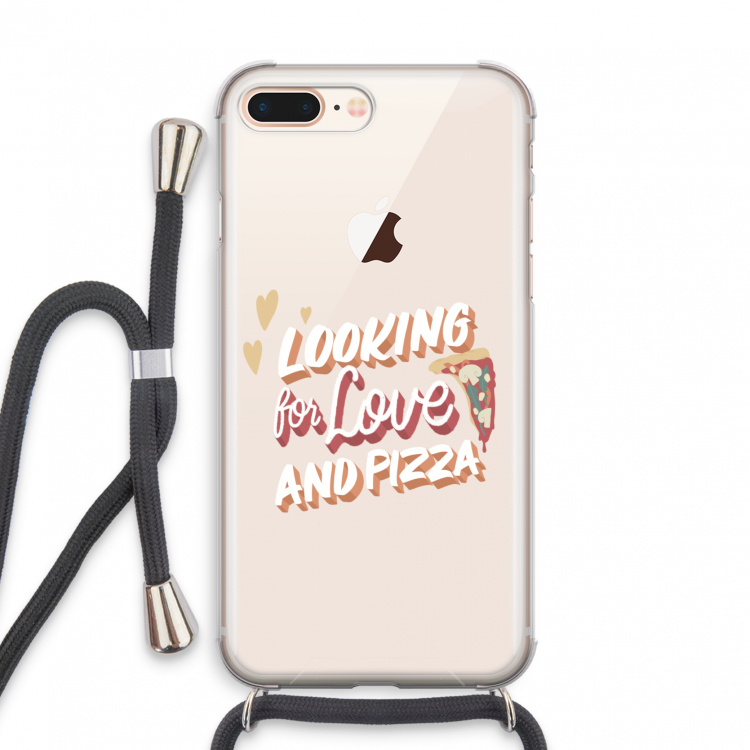 Pizza is the answer: iPhone 8 Plus Transparant Hoesje met koord