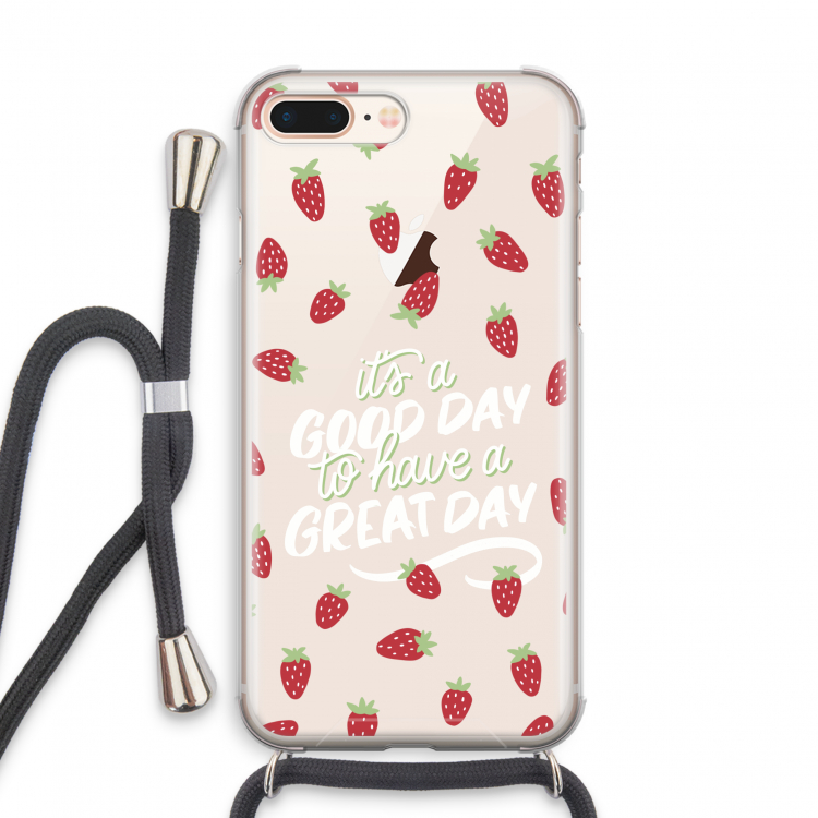Don't forget to have a great day: iPhone 8 Plus Transparant Hoesje met koord