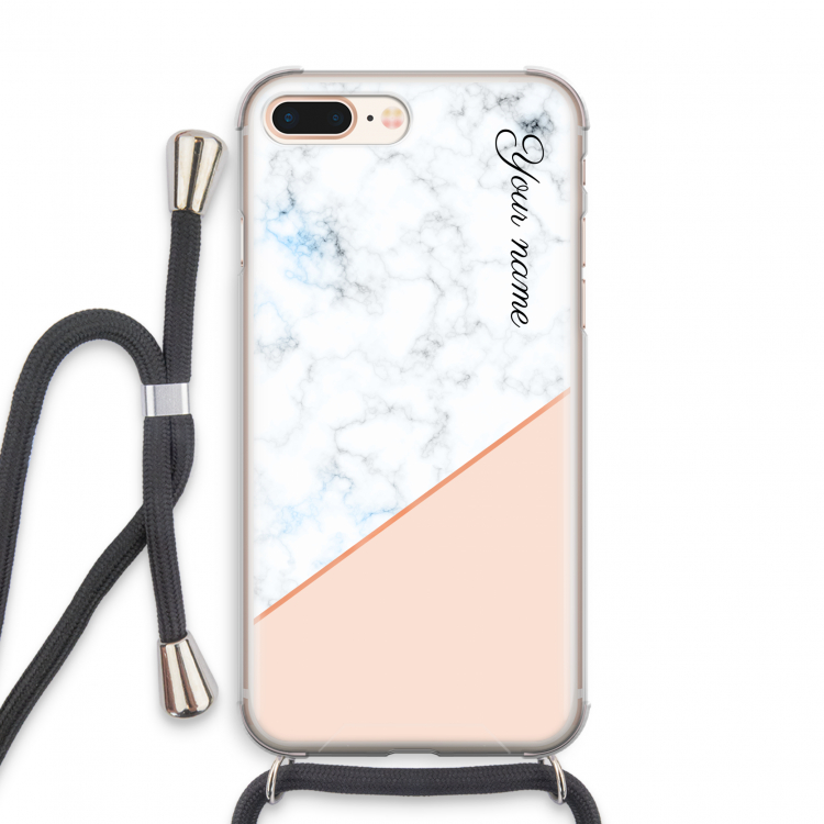 Marmer in stijl: iPhone 8 Plus Transparant Hoesje met koord
