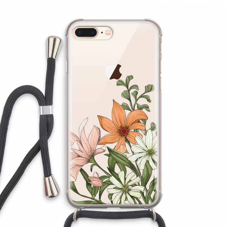 Floral bouquet: iPhone 8 Plus Transparant Hoesje met koord