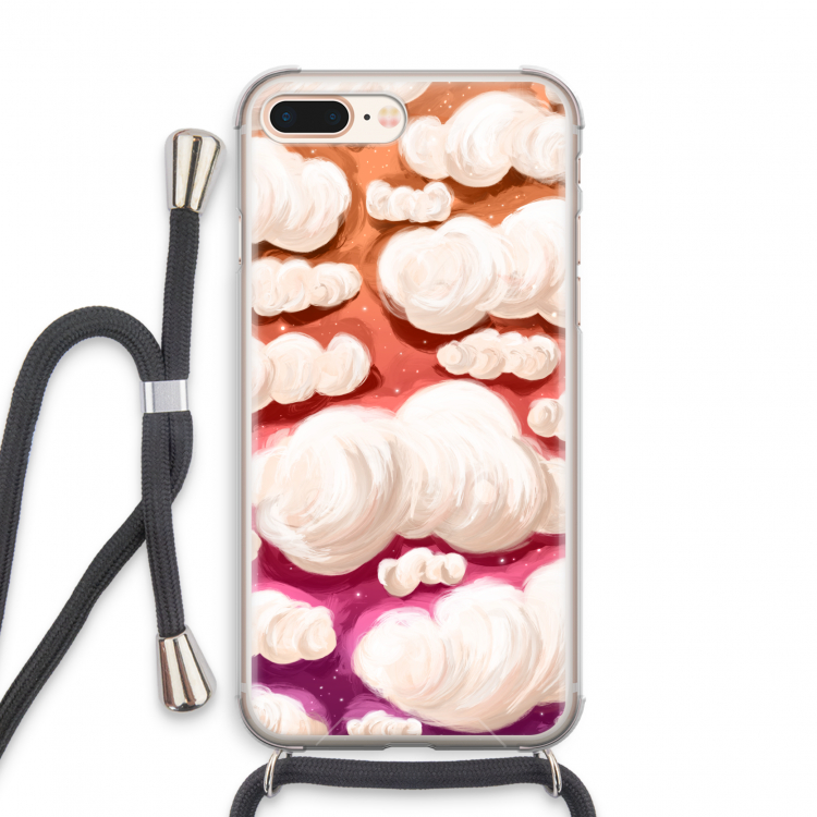 Katoen Wolken: iPhone 8 Plus Transparant Hoesje met koord