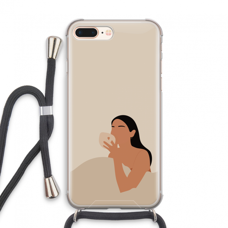 Fresh coffee: iPhone 8 Plus Transparant Hoesje met koord
