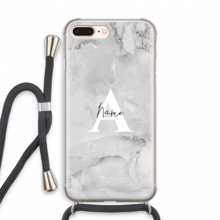 Ivory Marble: iPhone 8 Plus Transparant Hoesje met koord