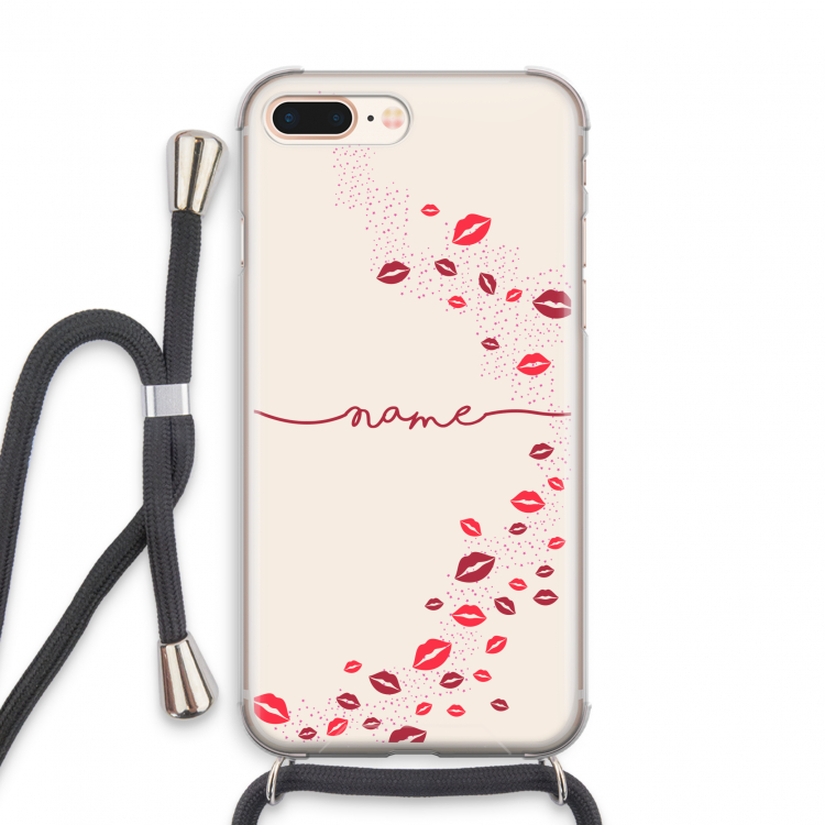 Kusjes: iPhone 8 Plus Transparant Hoesje met koord