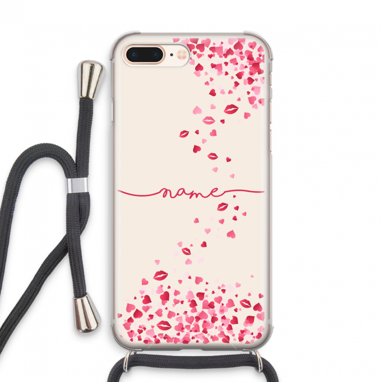 Hartjes en kusjes: iPhone 8 Plus Transparant Hoesje met koord