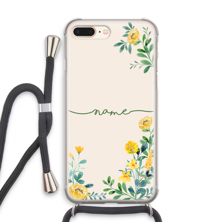 Gele bloemen: iPhone 8 Plus Transparant Hoesje met koord