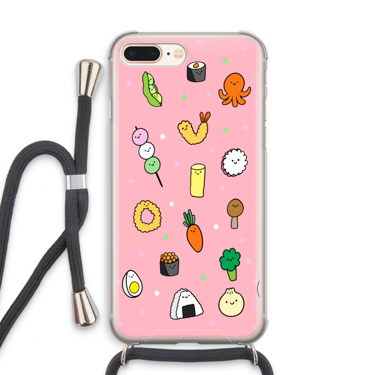 Happy bento friends: iPhone 8 Plus Transparant Hoesje met koord