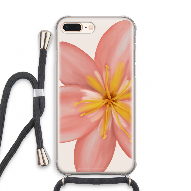 Pink Ellila Flower: iPhone 8 Plus Transparant Hoesje met koord
