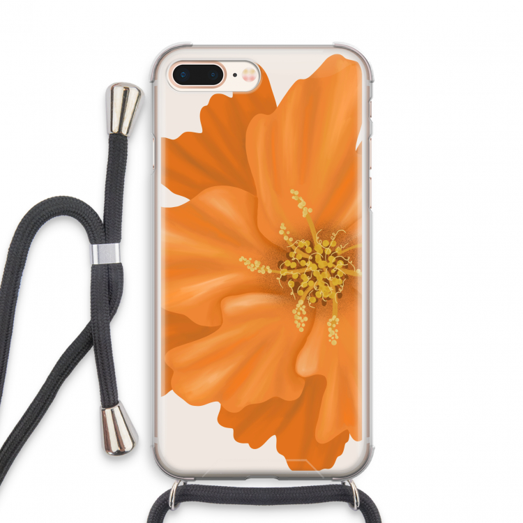 Orange Ellila flower: iPhone 8 Plus Transparant Hoesje met koord