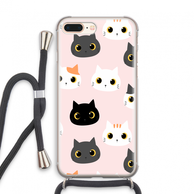 Katten: iPhone 8 Plus Transparant Hoesje met koord