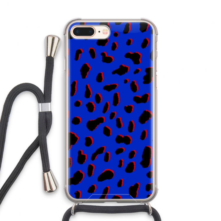Blue Leopard: iPhone 8 Plus Transparant Hoesje met koord