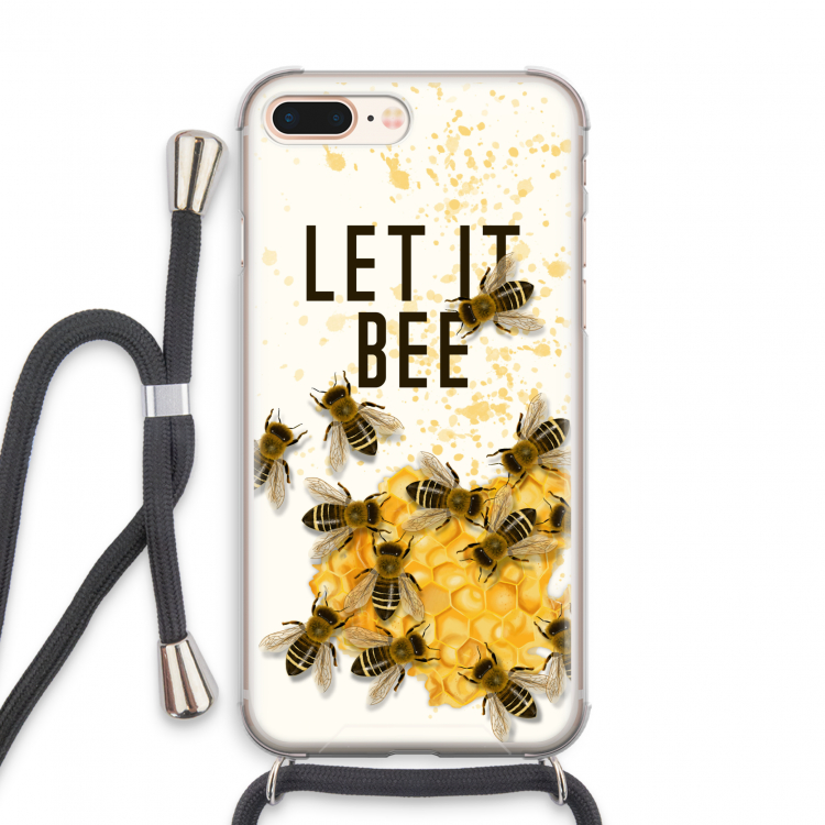 Let it bee: iPhone 8 Plus Transparant Hoesje met koord
