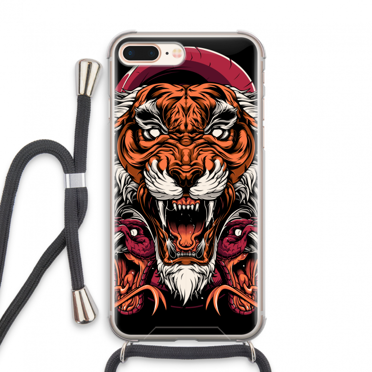 Tiger and Rattlesnakes: iPhone 8 Plus Transparant Hoesje met koord