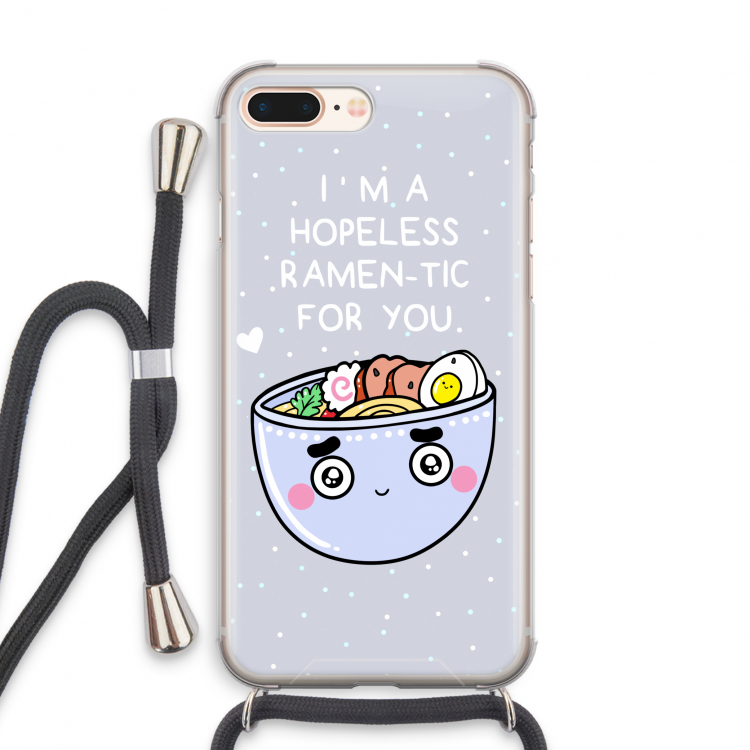 I'm A Hopeless Ramen-Tic For You: iPhone 8 Plus Transparant Hoesje met koord