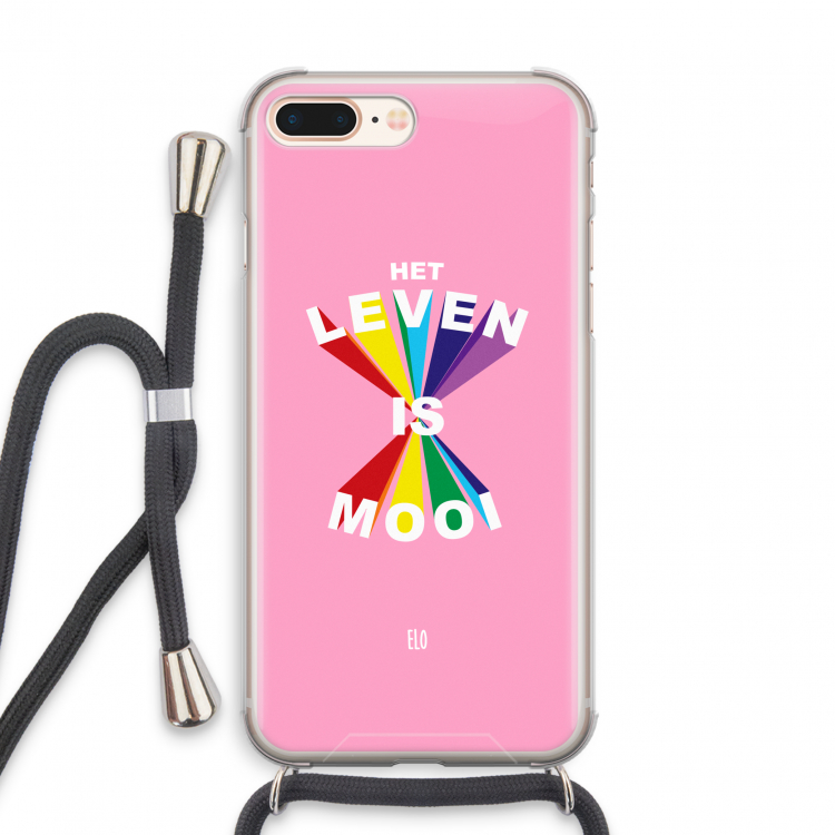 Het Leven Is Mooi: iPhone 8 Plus Transparant Hoesje met koord