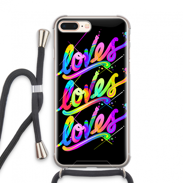 Loves: iPhone 8 Plus Transparant Hoesje met koord