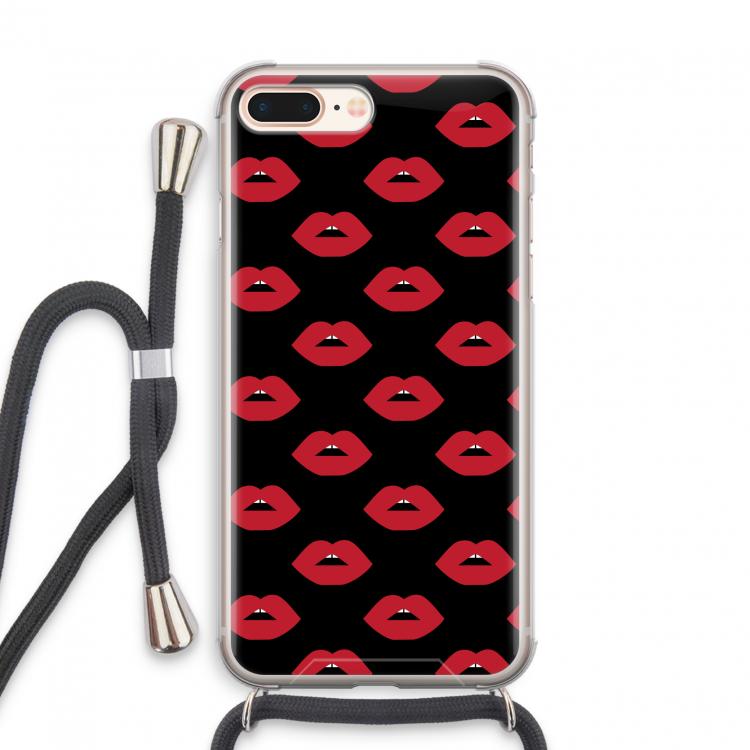 Lips: iPhone 8 Plus Transparant Hoesje met koord