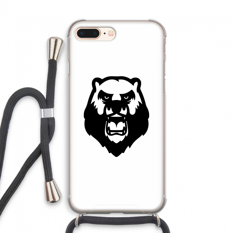 Angry Bear (white): iPhone 8 Plus Transparant Hoesje met koord