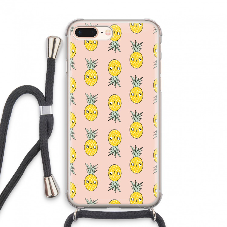 Ananas: iPhone 8 Plus Transparant Hoesje met koord