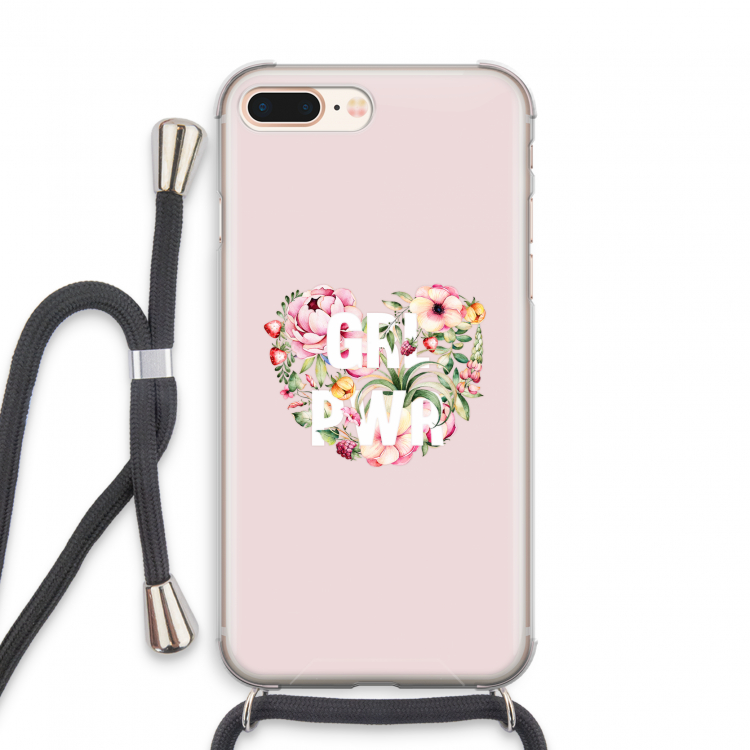GRL PWR Flower: iPhone 8 Plus Transparant Hoesje met koord