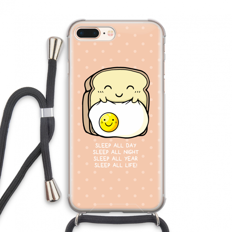 Sleep All Day: iPhone 8 Plus Transparant Hoesje met koord