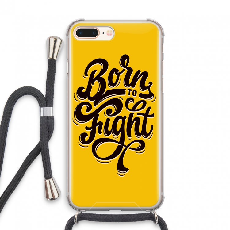 Born to Fight: iPhone 8 Plus Transparant Hoesje met koord