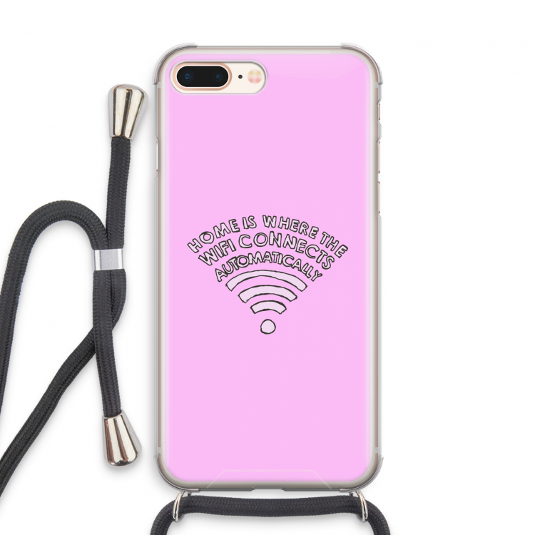 Home Is Where The Wifi Is: iPhone 8 Plus Transparant Hoesje met koord