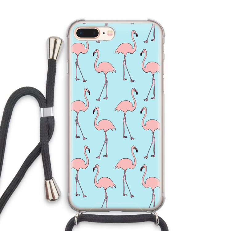 Anything Flamingoes: iPhone 8 Plus Transparant Hoesje met koord