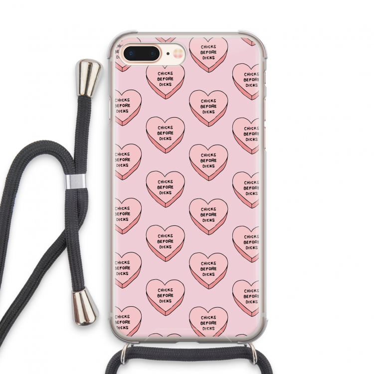 Chicks before dicks: iPhone 8 Plus Transparant Hoesje met koord