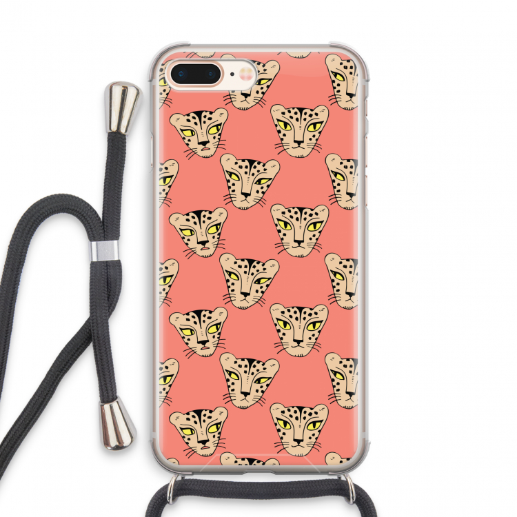 Tijger: iPhone 8 Plus Transparant Hoesje met koord