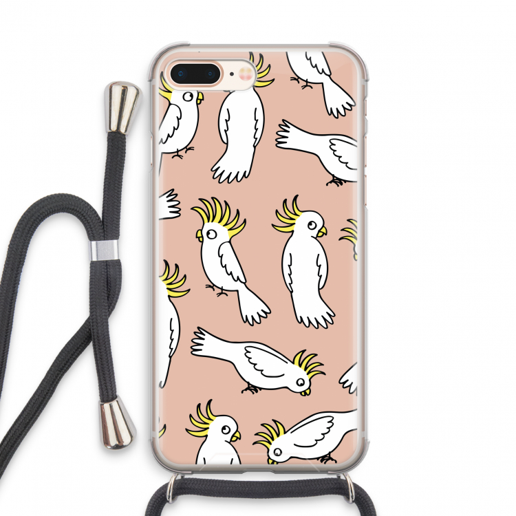 Papegaai: iPhone 8 Plus Transparant Hoesje met koord